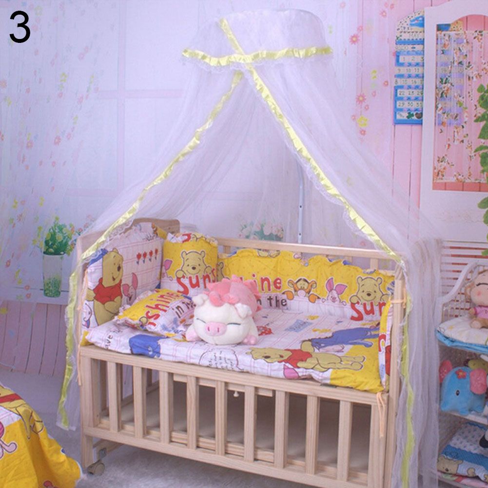 Dome Bed Curtain Baby Canopy Net Mosquito Tent Bed Crib-Blue