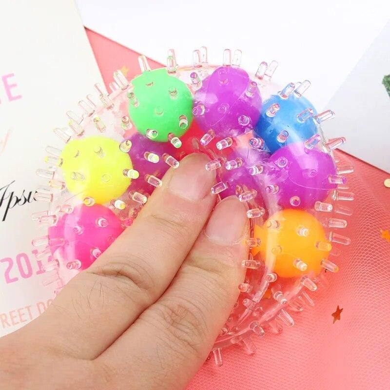 Novelty Funny Creative Squeeze Coloured Beads Ball Stress Relieving Toy Ball In Ball Venting Ball TPR Soft Rubber Squeeze Toy