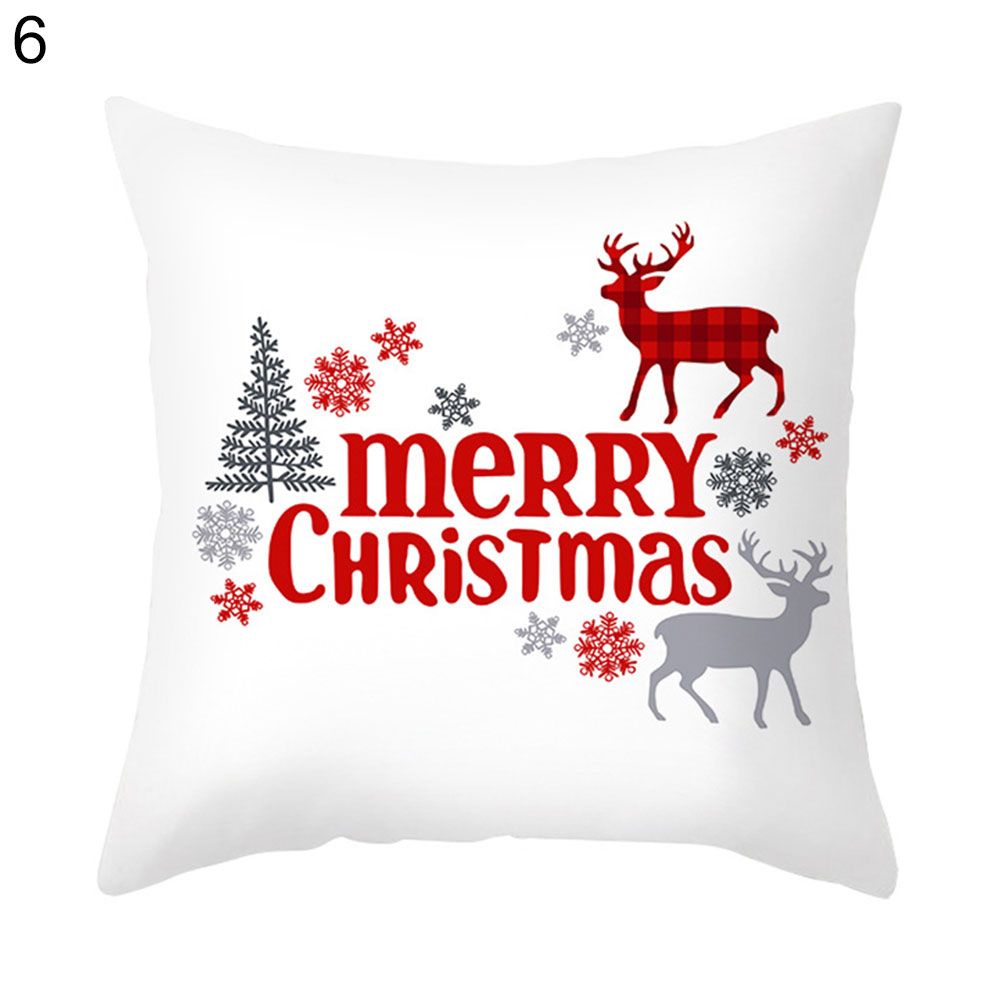 Deer Xmas Tree Print Throw Pillow Case Cover Car Home-6#