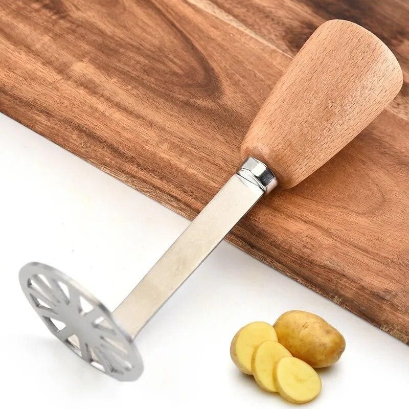 Wooden handle potato puree press Household baby food masher Manual puree tool