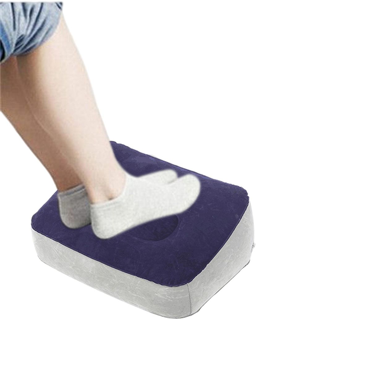 Inflatable Foot Rest Pillow With Inflator Flocked Feet For Gray Blue