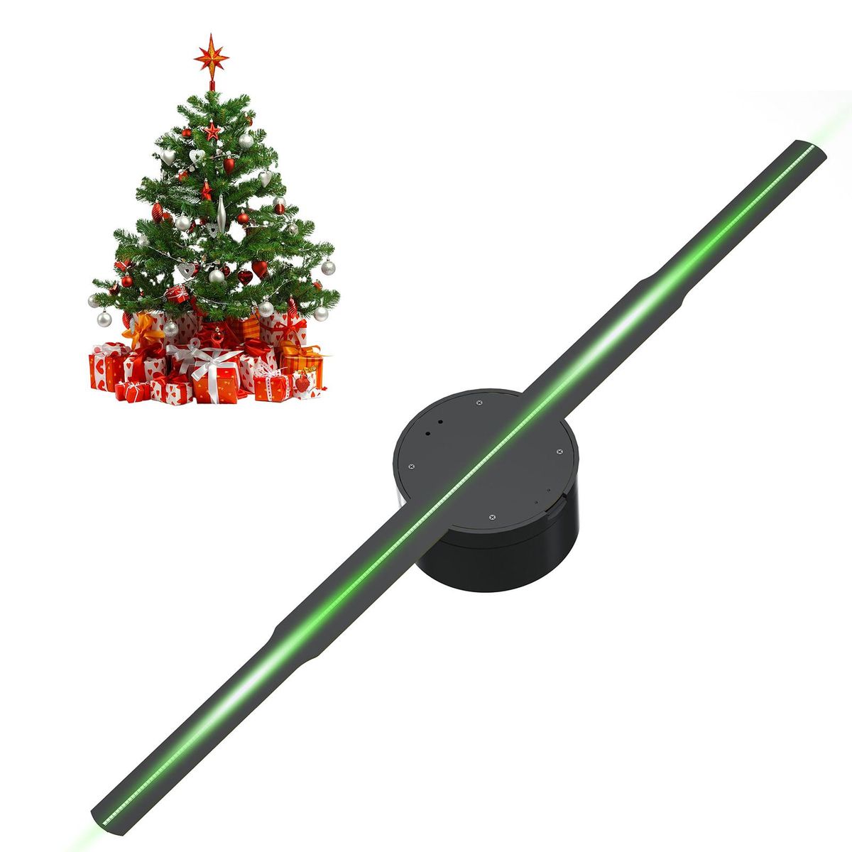 3D Hologram Projector Advertising Display Fan Wall-mounted Player 3D Naked Eye HD LED Photo Video Fan with 266pcs LED Light Beads Remote Control Sign Display for Business Shop Store Bars Exhibition Entertainment Holiday Party