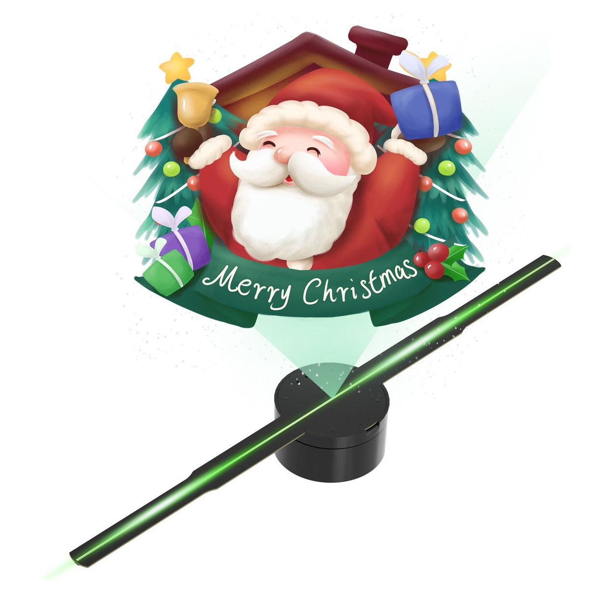 3D Hologram Projector Advertising Display Fan Wall-mounted Player 3D Naked Eye HD LED Photo Video Fan with 266pcs LED Light Beads Remote Control Sign Display for Business Shop Store Bars Exhibition Entertainment Holiday Party