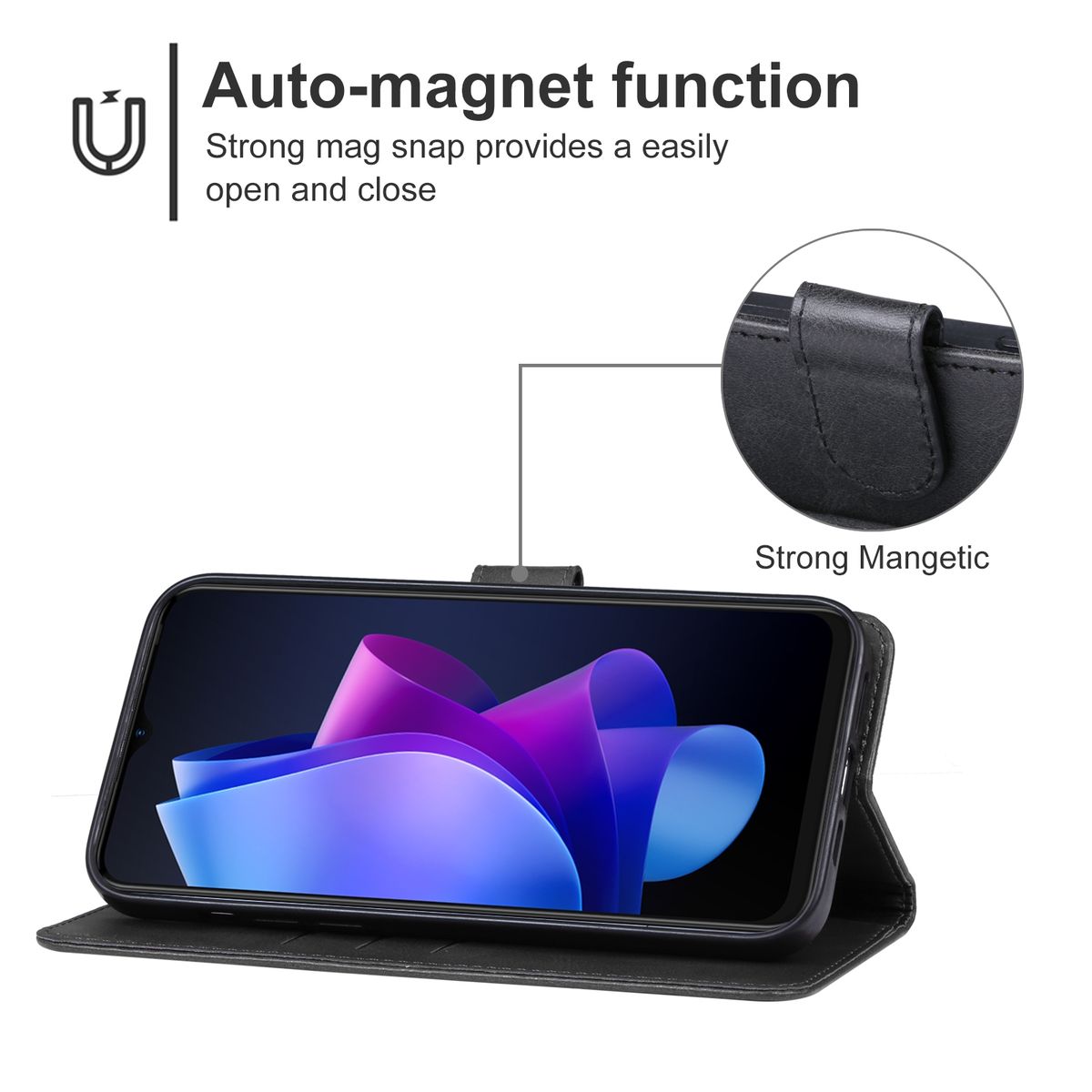 For Tecno Spark 10 / 10C Leather Phone Case(Black)