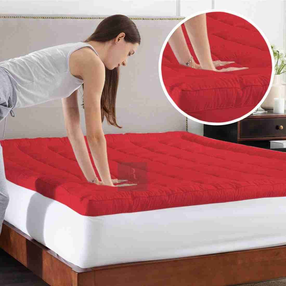 Fluffy, Quality 6cm Super Thick, Mattress Topper- RED
