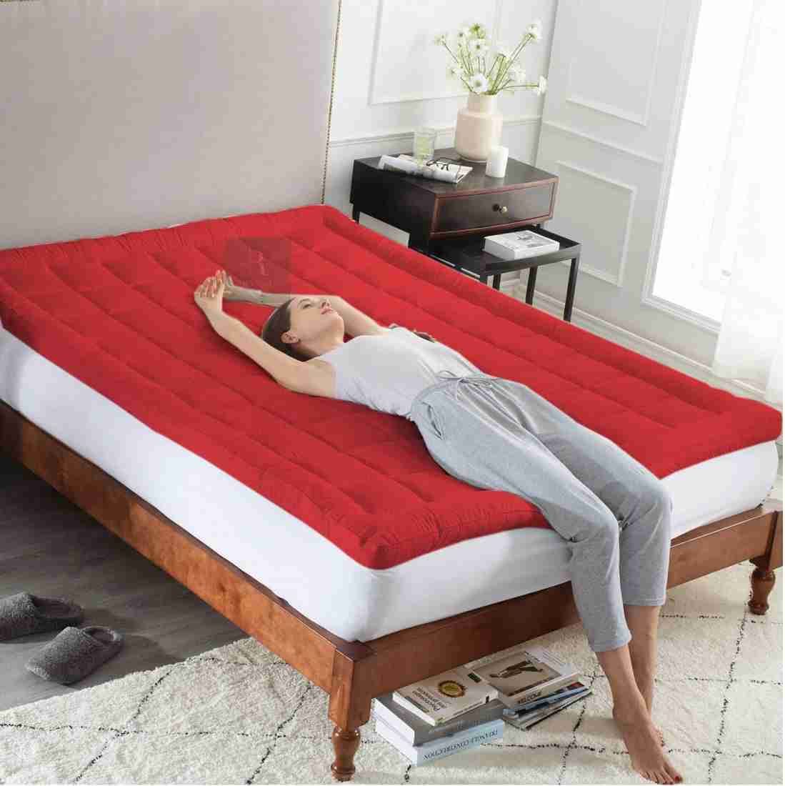Fluffy, Quality 6cm Super Thick, Mattress Topper- RED