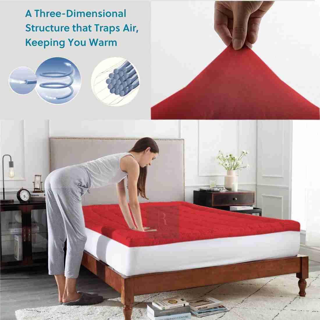 Fluffy, Quality 6cm Super Thick, Mattress Topper- RED