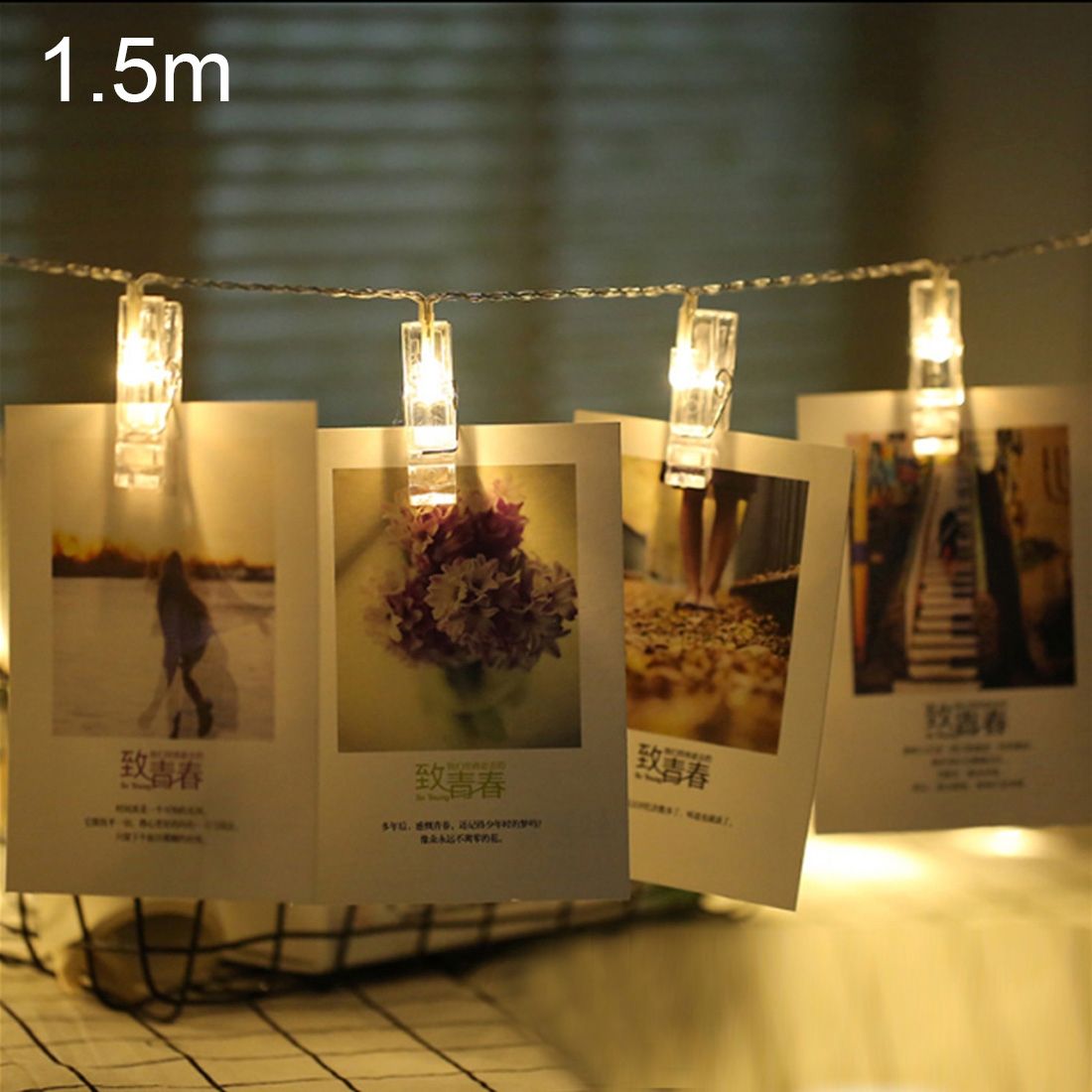 1.5m Photo Clip LED Fairy String Light, 10 LEDs 2 X AA Batteries Box Chains Lamp Decorative Light For Home Hanging Pictures, DIY Party, Wedding, Christmas Decoration