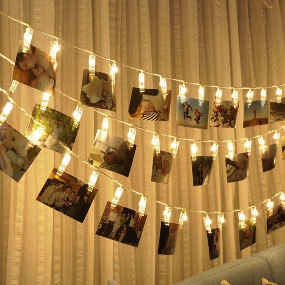 1.5m Photo Clip LED Fairy String Light, 10 LEDs 2 X AA Batteries Box Chains Lamp Decorative Light For Home Hanging Pictures, DIY Party, Wedding, Christmas Decoration