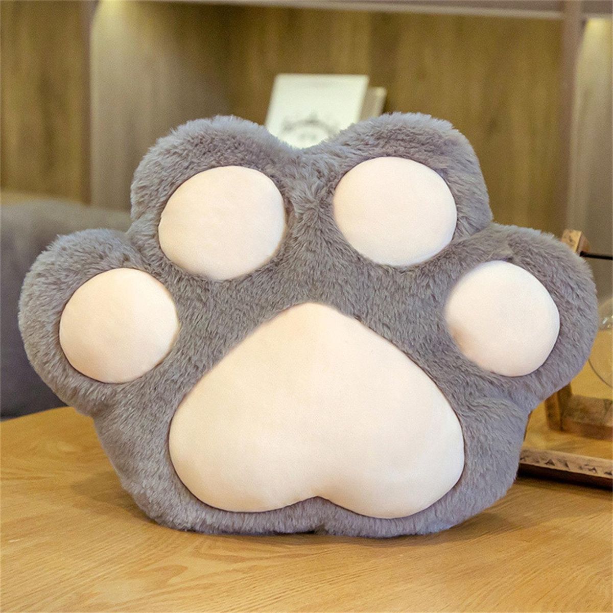 Plush Pillow Cats Paw Shape Take An Afternoon Nap Throw Pillow Grey