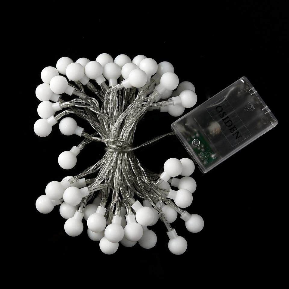 50 LED Solar Lamps LED String Fairy Lights Garland Christmas Solar Lights For Wedding Garden Party Decoration Outdoor 3XAA Powered Led Globe String Light Led Outdoor Party Decoration Positive White