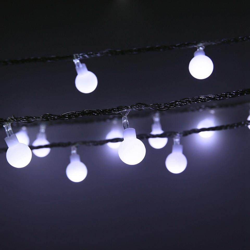 50 LED Solar Lamps LED String Fairy Lights Garland Christmas Solar Lights For Wedding Garden Party Decoration Outdoor 3XAA Powered Led Globe String Light Led Outdoor Party Decoration Positive White