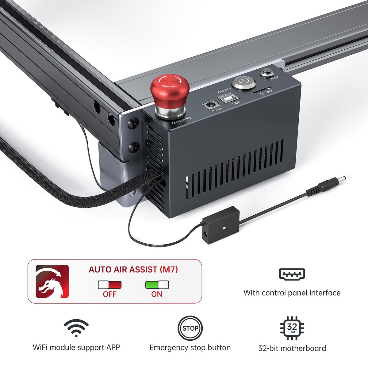 ATOMSTACK AIC1 Auto Air Assist System for Laser Engraving Machine Support Automatic Control WiFi Offline Work with 32-bit High-speed Motherboard Suitable for X30 Pro/ S30 Pro/ A30 Pro/X20 Pro/ S20 Pro/ A20 Pro/X7 / X7 Pro/ A1