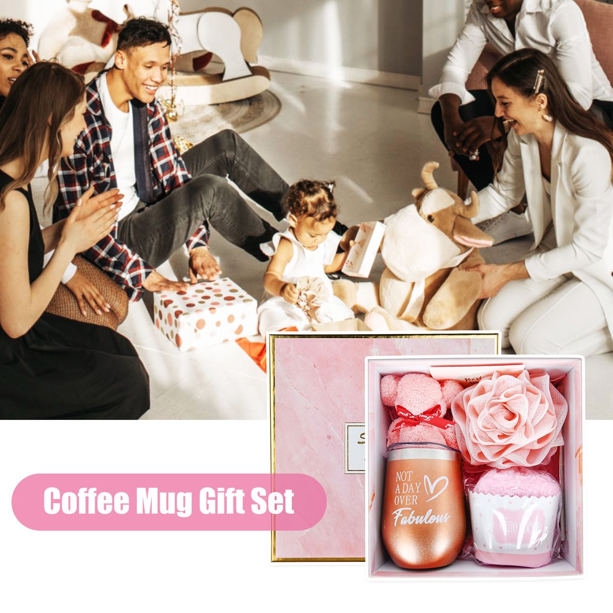 Coffee Mug Gift Set 12oz Thermal Cup With Lid Straw