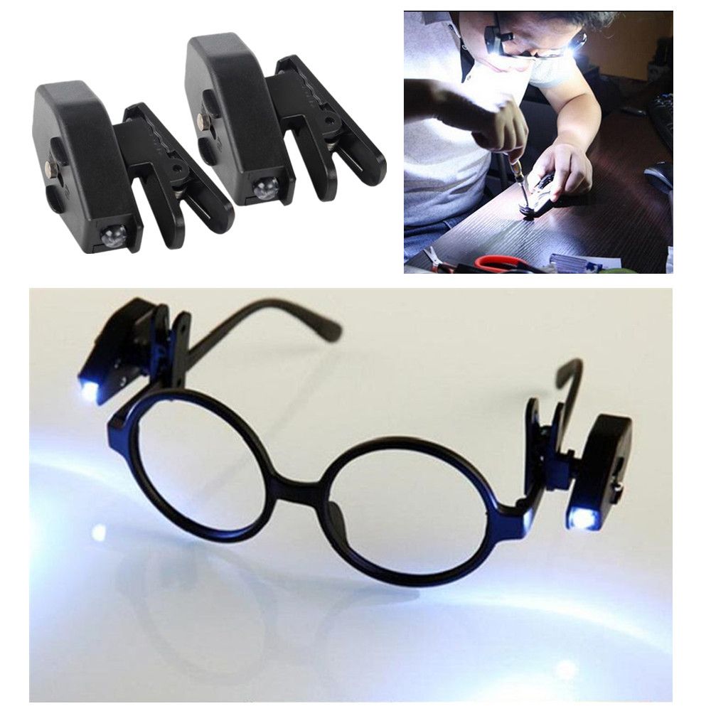 2PCS/Set Flexible 360 Degree Rotation Clip On Eyeglass Hat Cap Headlamp Headlight Book Reading Lights Night Light BIL