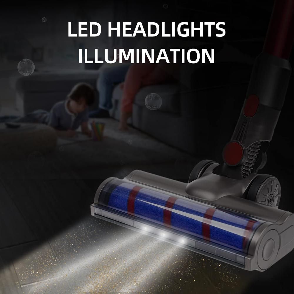 Bristle Roller Brush Household Vacuum Cleaner Replacement Accessories Carbon Fiber Floor Brush Head Front LED Lights for Dyson V7 V8 V10 V11 V15