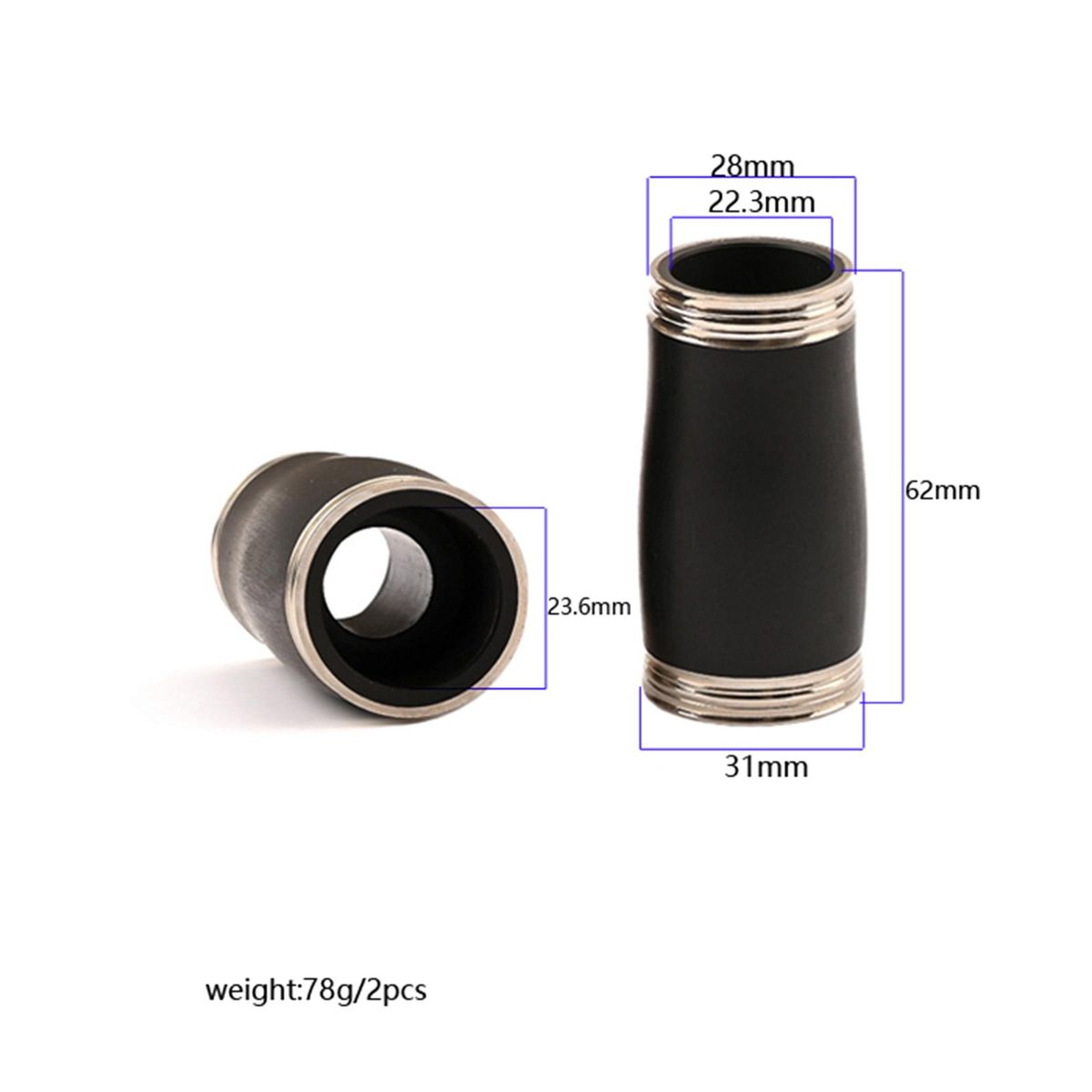 4Pcs Bakelite Clarinet Adjustable Metal Black B Flat For Musical