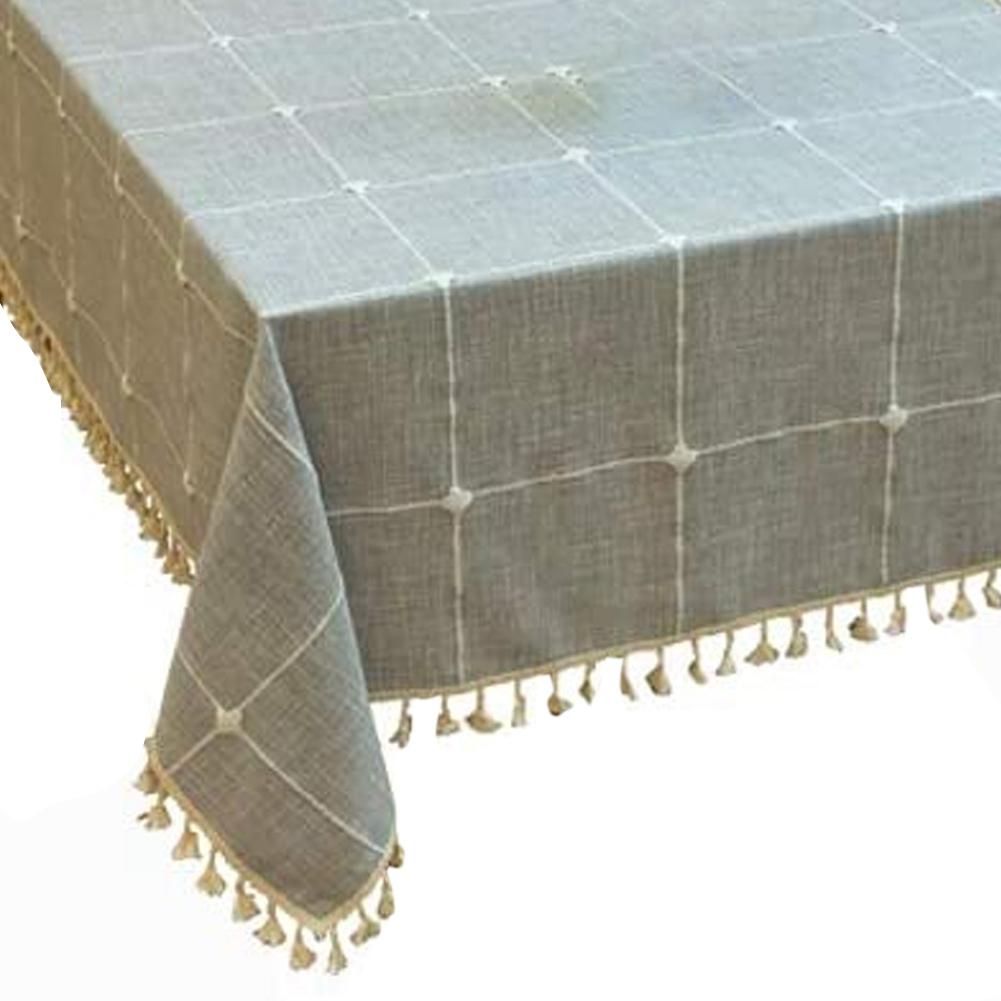 Rectangle Table Cloth Cotton Linen Wrinkle Free Anti-Fading