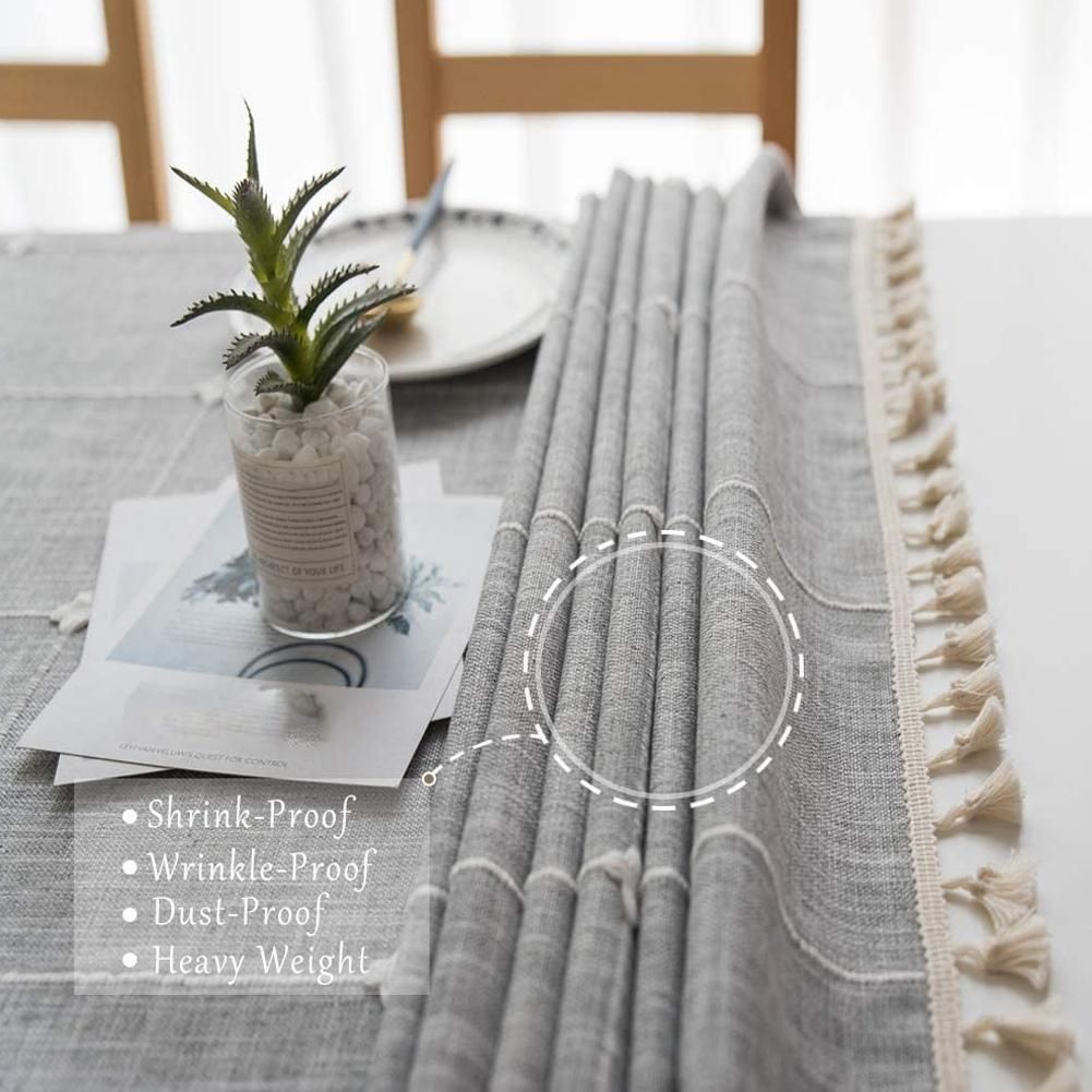 Rectangle Table Cloth Cotton Linen Wrinkle Free Anti-Fading