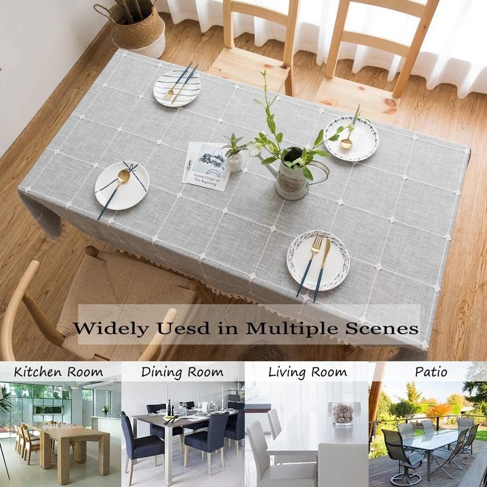 Rectangle Table Cloth Cotton Linen Wrinkle Free Anti-Fading