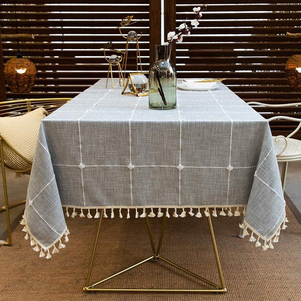Rectangle Table Cloth Cotton Linen Wrinkle Free Anti-Fading