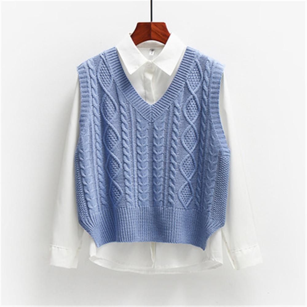 Short point sweater for women, sleeveless, Korean, solid color, loaf, with v neck, tops, coat