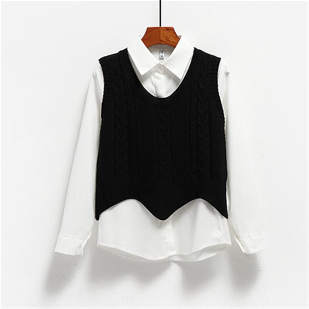 Short point sweater for women, sleeveless, Korean, solid color, loaf, with v neck, tops, coat