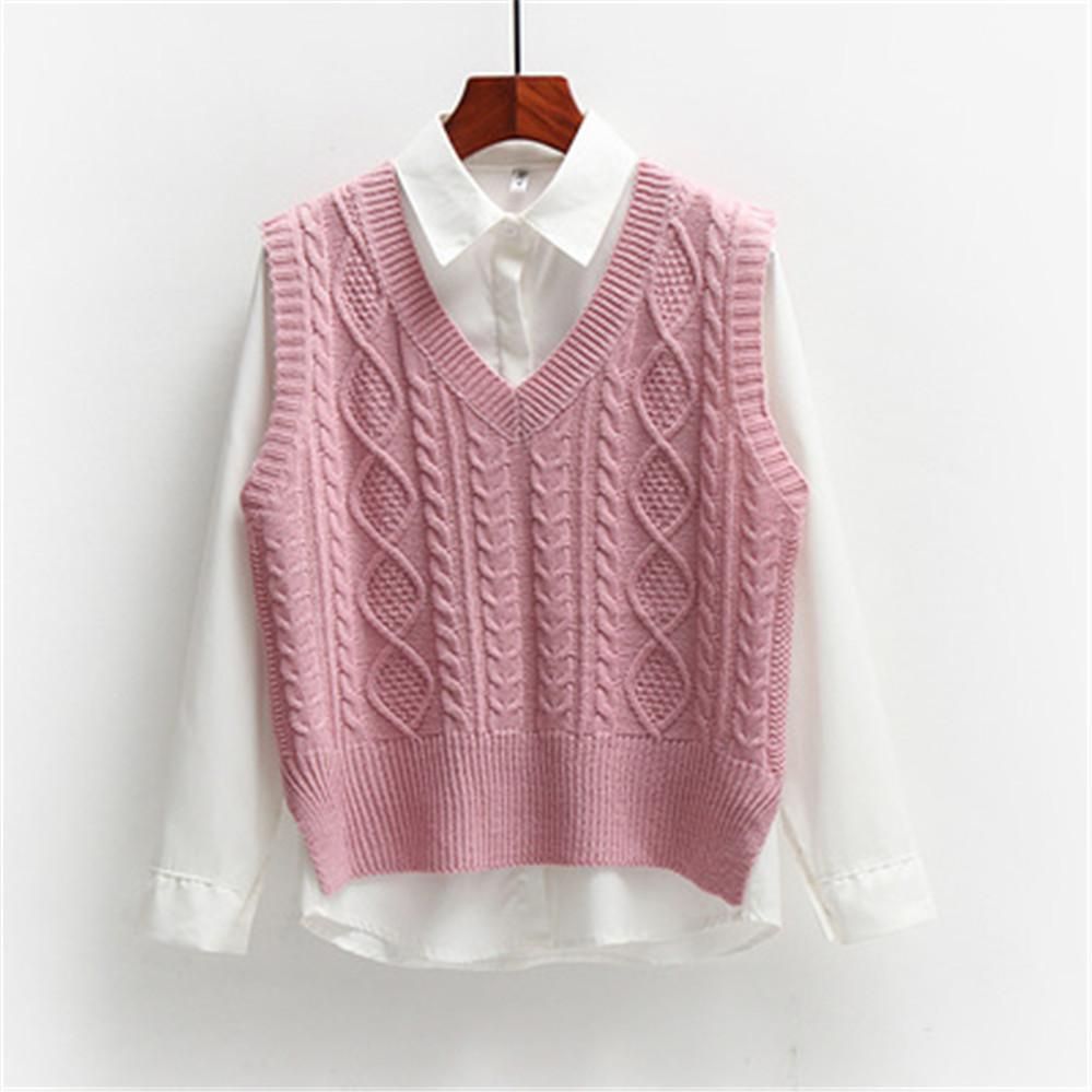 Short point sweater for women, sleeveless, Korean, solid color, loaf, with v neck, tops, coat