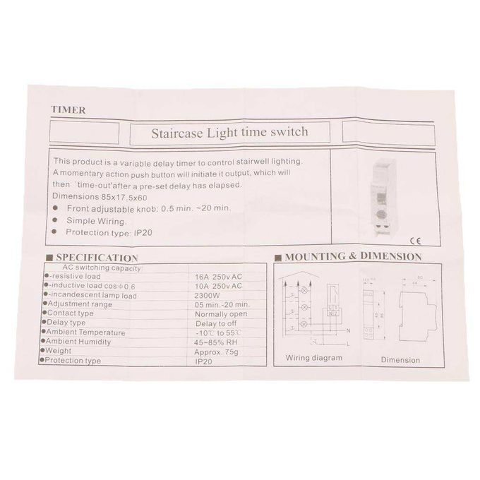 Din Rail Stair Lighting Automat 220V-240V 16A Staircase Time
