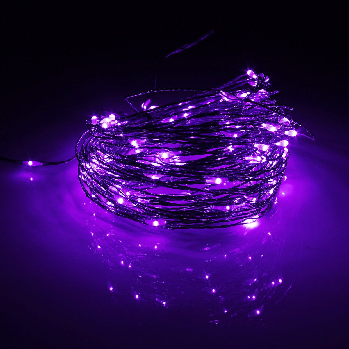 Solar Powered 20M 200 LED Strip Fairy String Silver Wire Light Waterproof Decoration Lamp For Christmas Tree Xmas Indoor Outdoor Garden Wedding Party Decor Violet