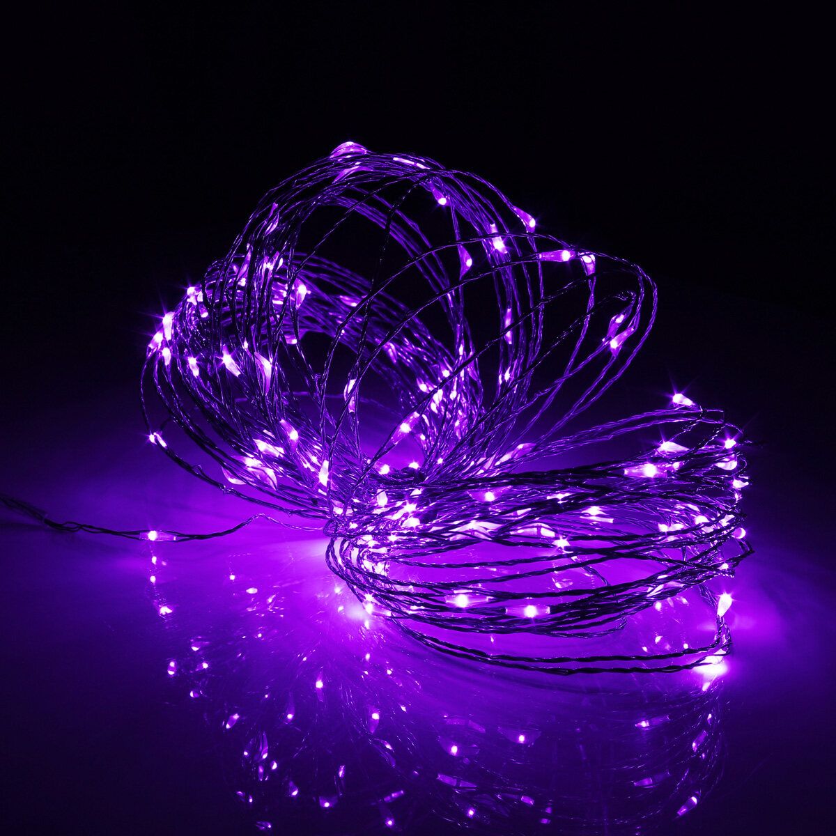 Solar Powered 20M 200 LED Strip Fairy String Silver Wire Light Waterproof Decoration Lamp For Christmas Tree Xmas Indoor Outdoor Garden Wedding Party Decor Violet