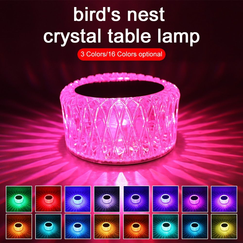 CCT RGB Desklamp Night Light Rechargeable Touch Remote Control Colorful Crystal LED Table Lamp For Bedroom Living Room Decor