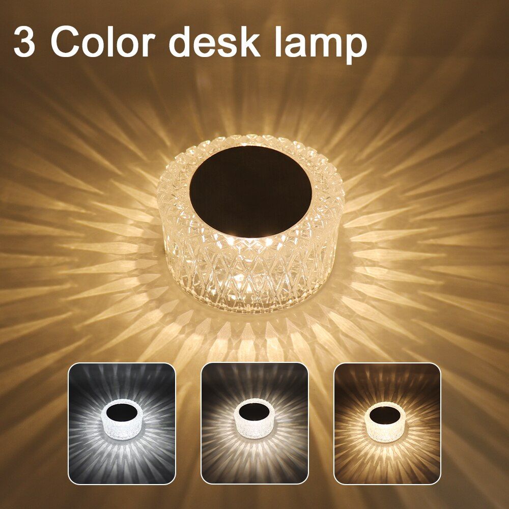 CCT RGB Desklamp Night Light Rechargeable Touch Remote Control Colorful Crystal LED Table Lamp For Bedroom Living Room Decor