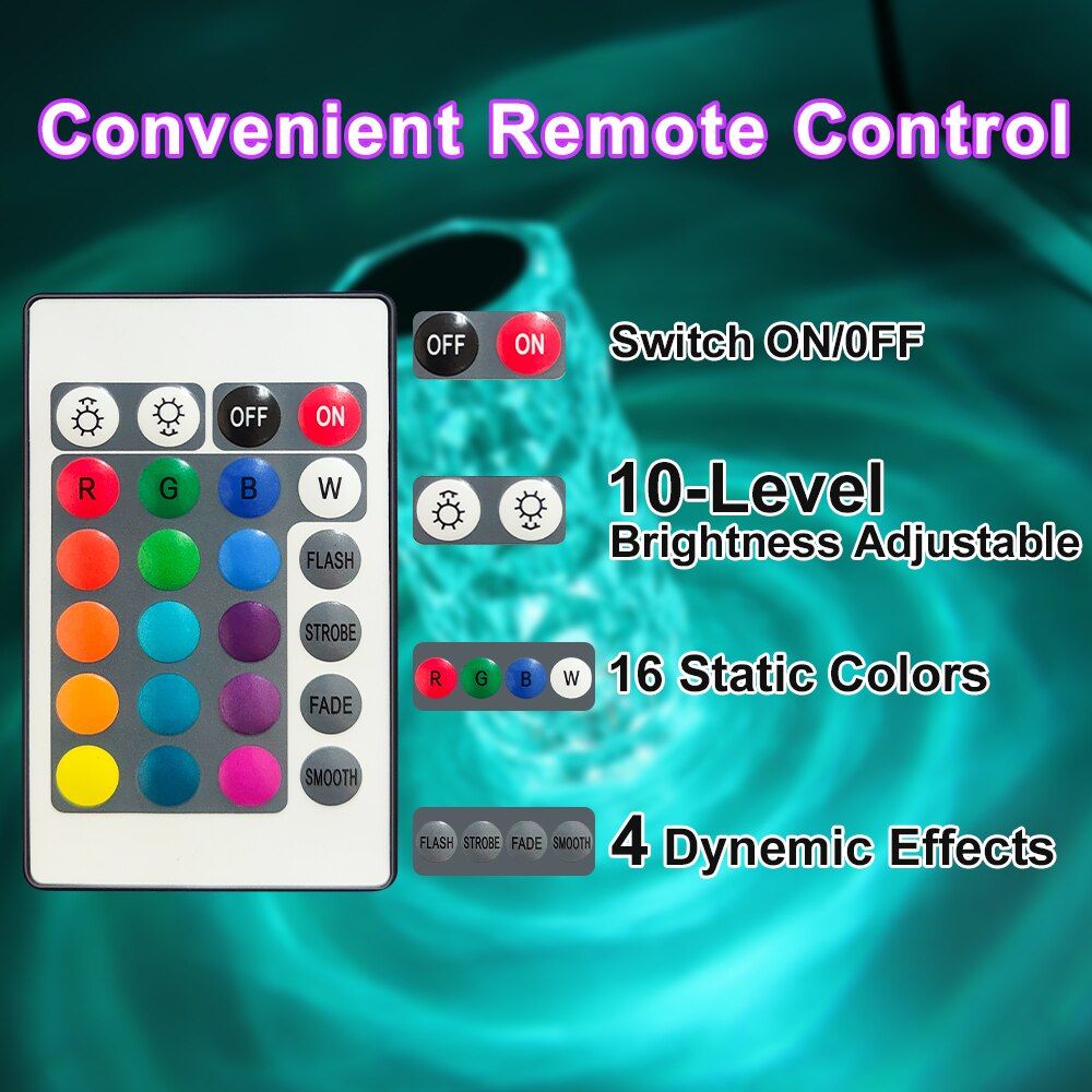 CCT RGB Desklamp Night Light Rechargeable Touch Remote Control Colorful Crystal LED Table Lamp For Bedroom Living Room Decor