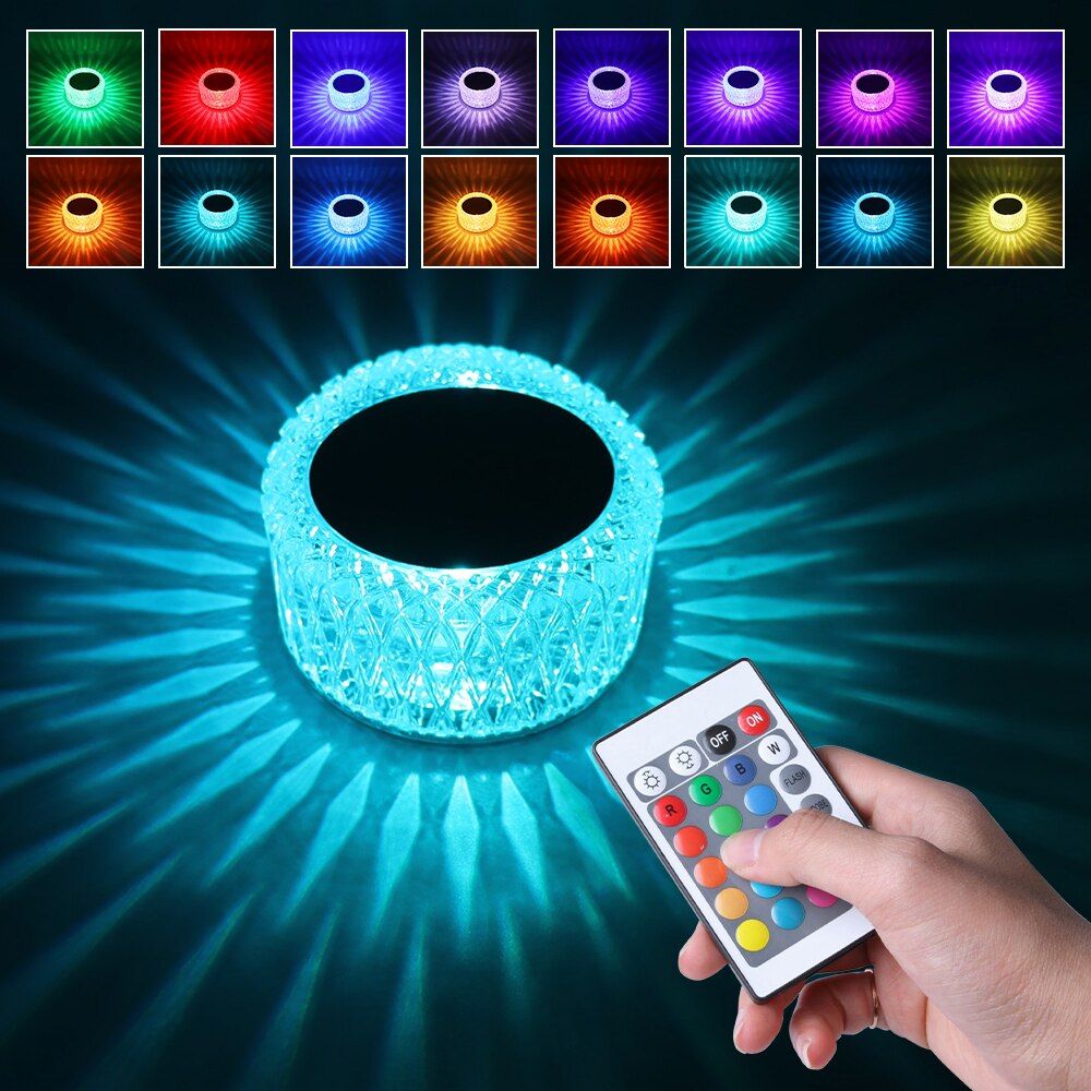CCT RGB Desklamp Night Light Rechargeable Touch Remote Control Colorful Crystal LED Table Lamp For Bedroom Living Room Decor