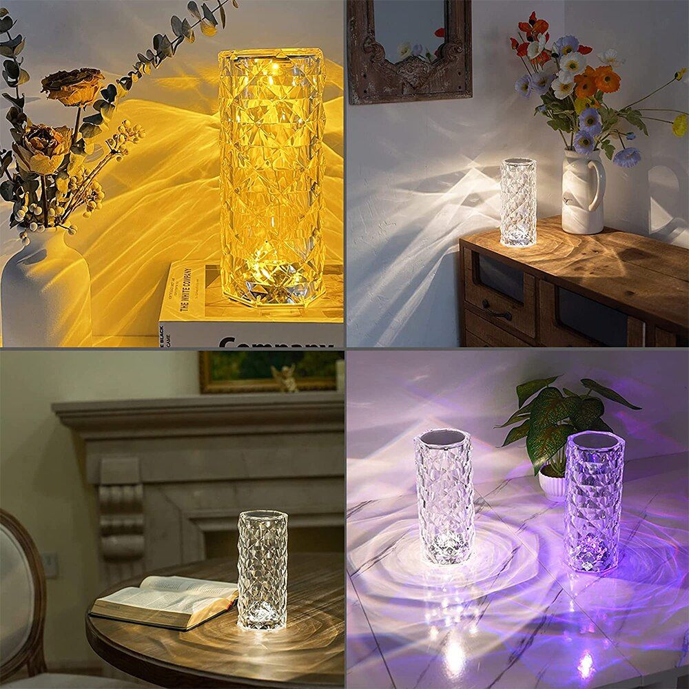 CCT RGB Desklamp Night Light Rechargeable Touch Remote Control Colorful Crystal LED Table Lamp For Bedroom Living Room Decor