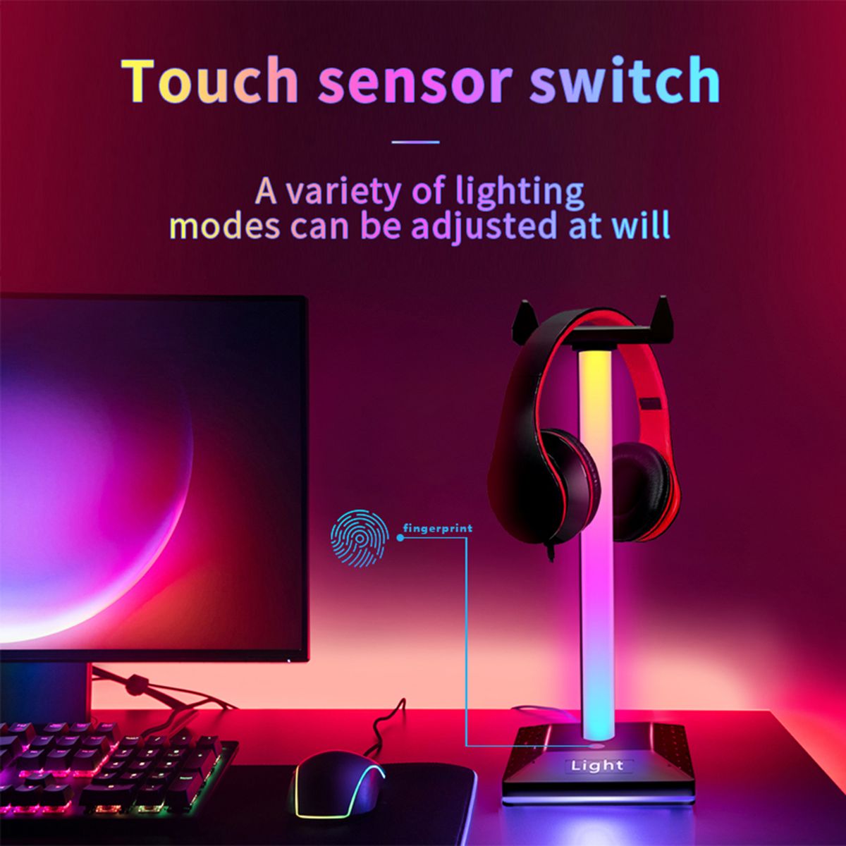 RGB Headphone Stand Lamp Touch Sensor Switch Colorful