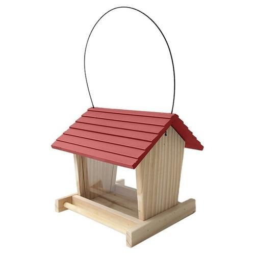 Bird Feeder Wooden Garden Decor Wild Bird Feed Dispenser Wooden Bird House With Roof Home Garden Yard Decoration