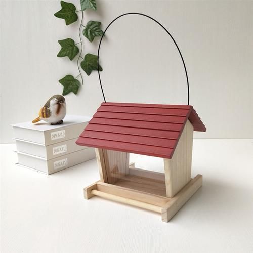 Bird Feeder Wooden Garden Decor Wild Bird Feed Dispenser Wooden Bird House With Roof Home Garden Yard Decoration