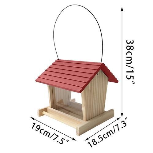 Bird Feeder Wooden Garden Decor Wild Bird Feed Dispenser Wooden Bird House With Roof Home Garden Yard Decoration