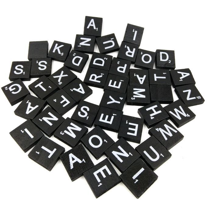 100 Pcs/Pack Game Replacement Crafts Bulk Black 26 Alphabet Wooden