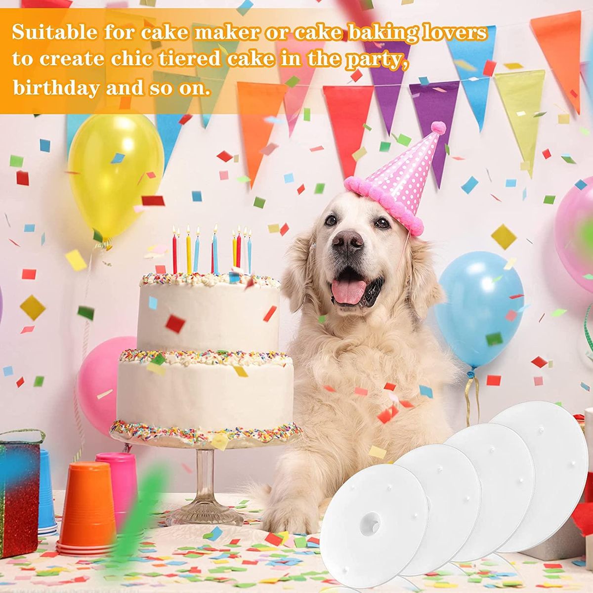 36 Pieces Plastic Cake Dowel Rods Set 20 Pieces White Cake Sticks Support Rod and 4 Pieces Cake Separator Plates