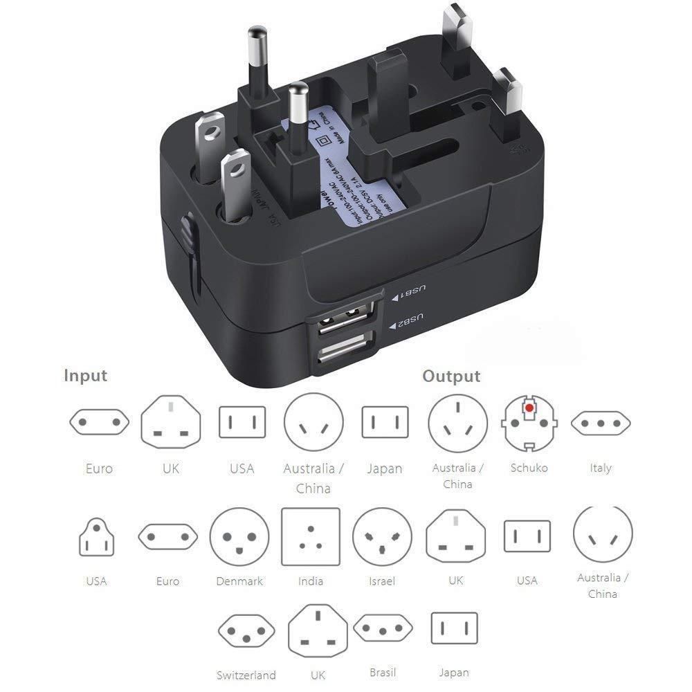 1PC Universal Travel Plug Adapter 2 USB Port World Travel AC Power Charger Adapter AU US UK EU Converter Adapter USB Charger