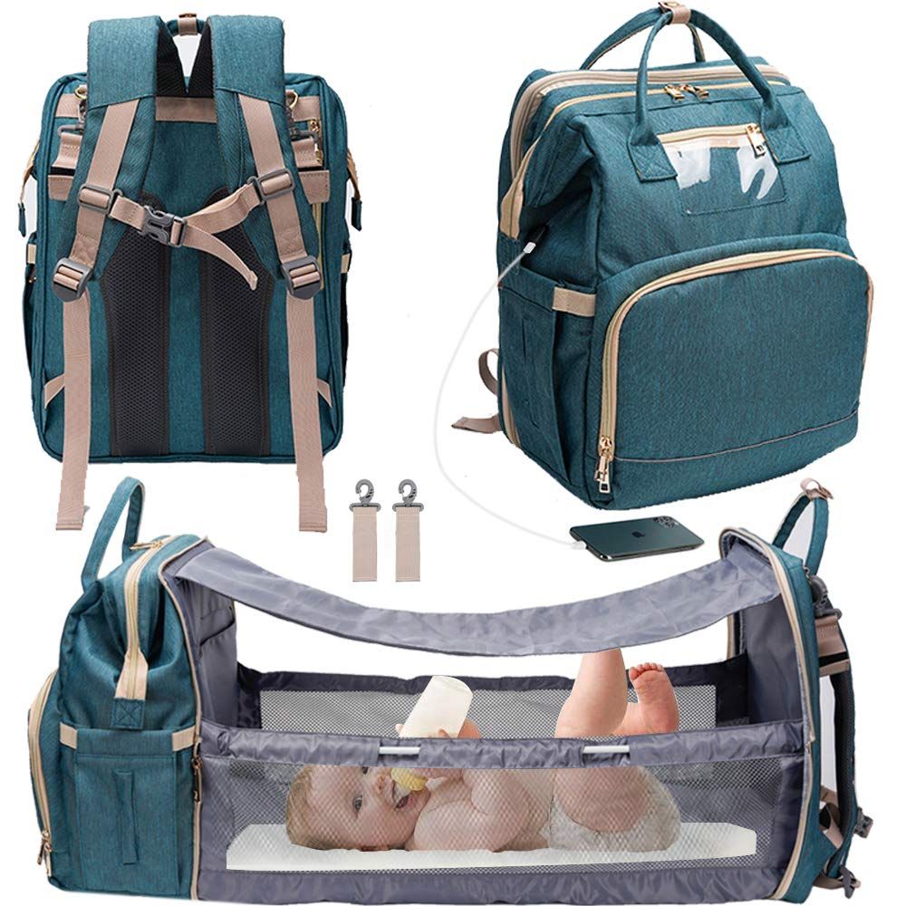 (Green USB ZYB)Drop Shipping Large Capacity Diaper Bags