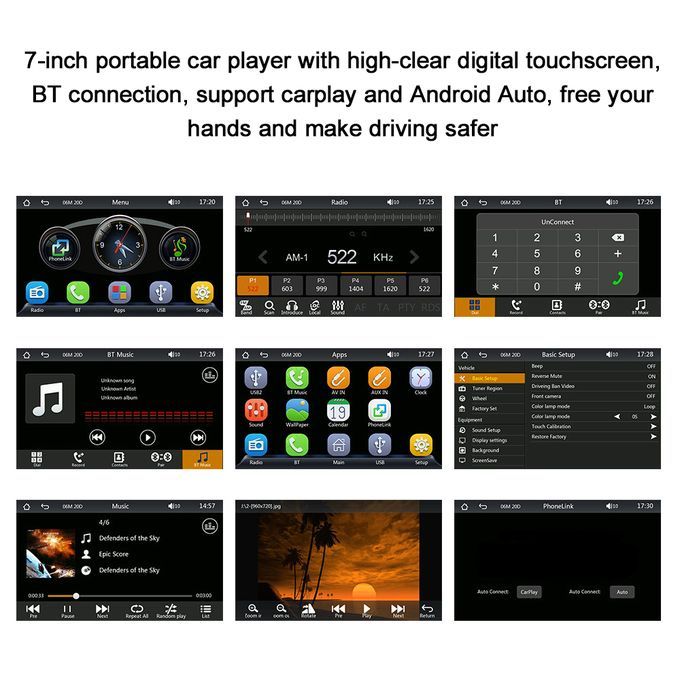 7 Inch Car Stereo MP5 Player BT FM/AM Radio Receiver With