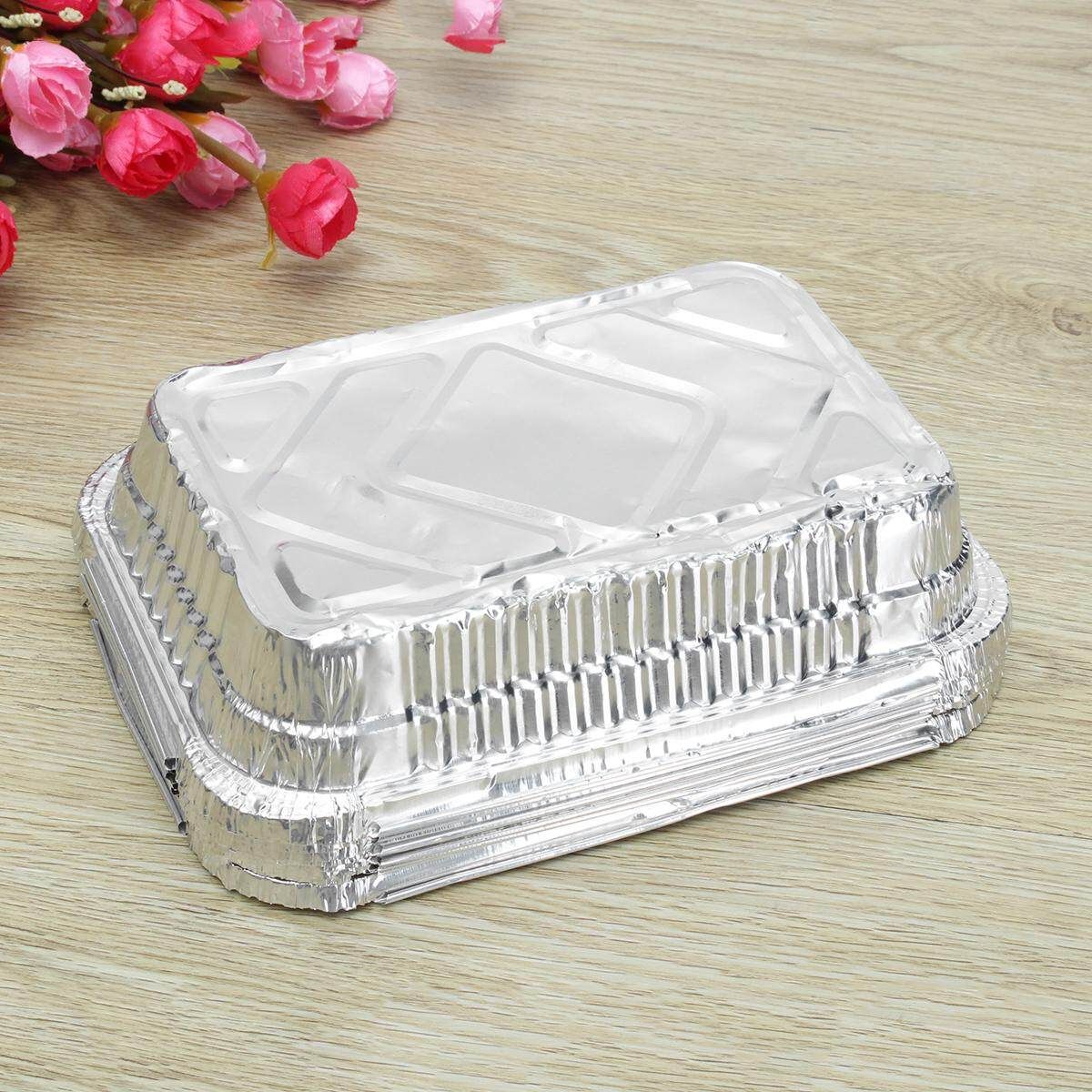 Lot 40 Set Aluminum Foil Trays BBQ Disposable Food Container Baking Pan /W Lids#850ml 850ML