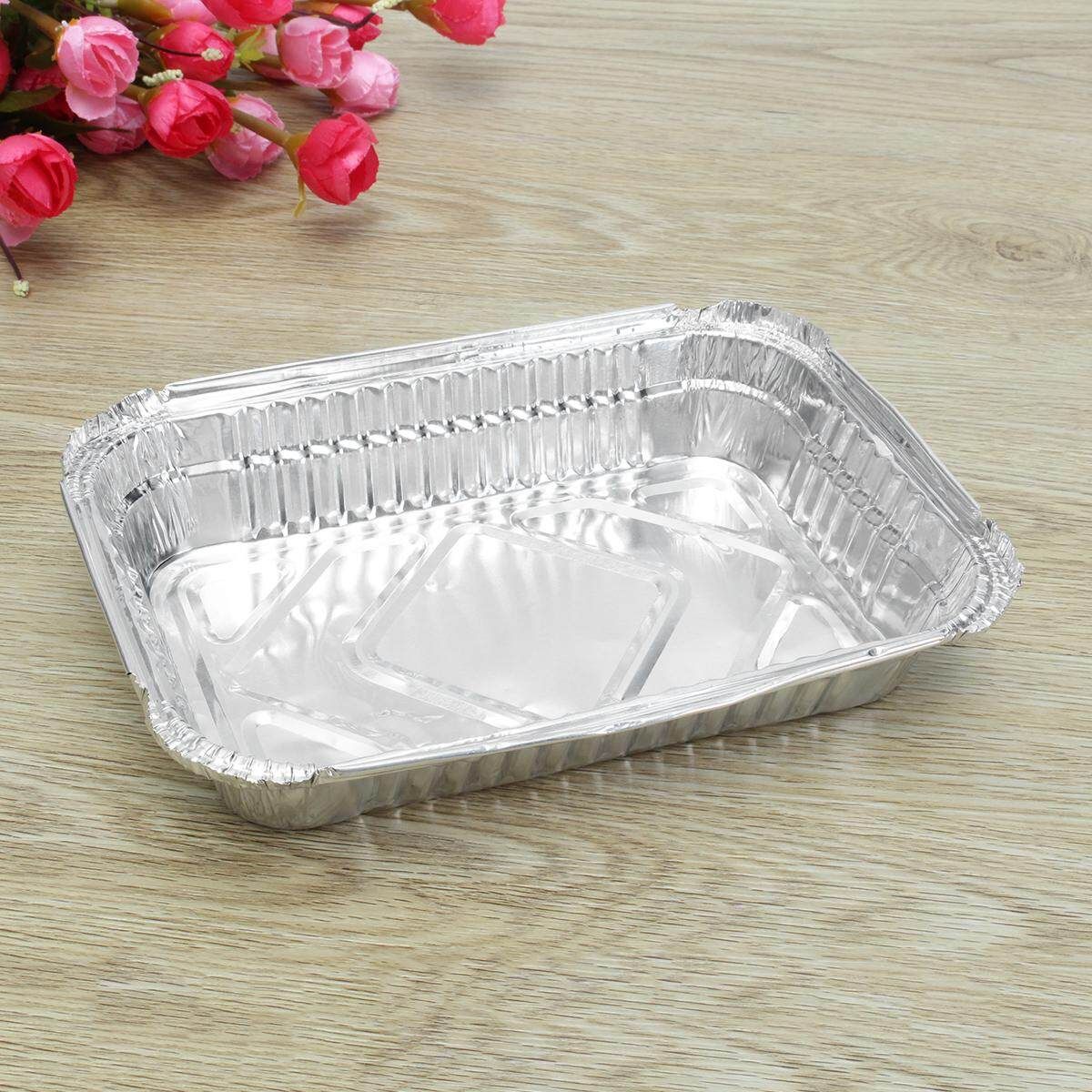 Lot 40 Set Aluminum Foil Trays BBQ Disposable Food Container Baking Pan /W Lids#850ml 850ML
