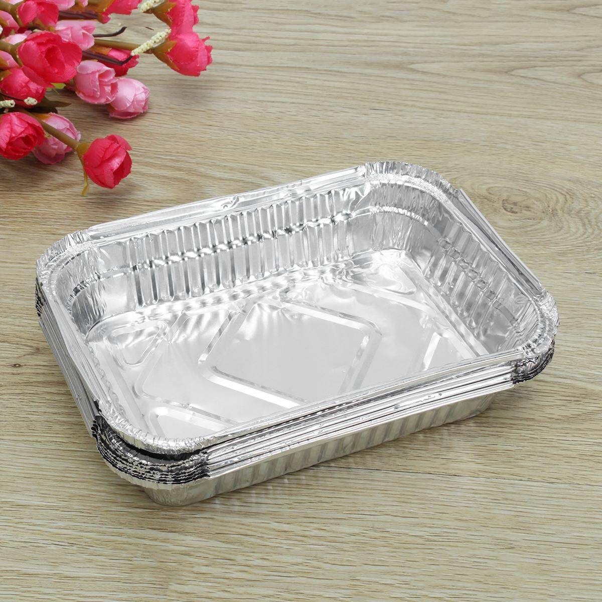 Lot 40 Set Aluminum Foil Trays BBQ Disposable Food Container Baking Pan /W Lids#850ml 850ML