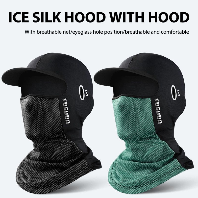 1PC Ice Silk Sunscreen Headgear Summer Motorcycle Helmet Lined Hood Equipment Bike Head Cover Tactical Cap Fishing  Blue