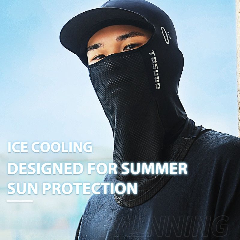 1PC Ice Silk Sunscreen Headgear Summer Motorcycle Helmet Lined Hood Equipment Bike Head Cover Tactical Cap Fishing  Blue